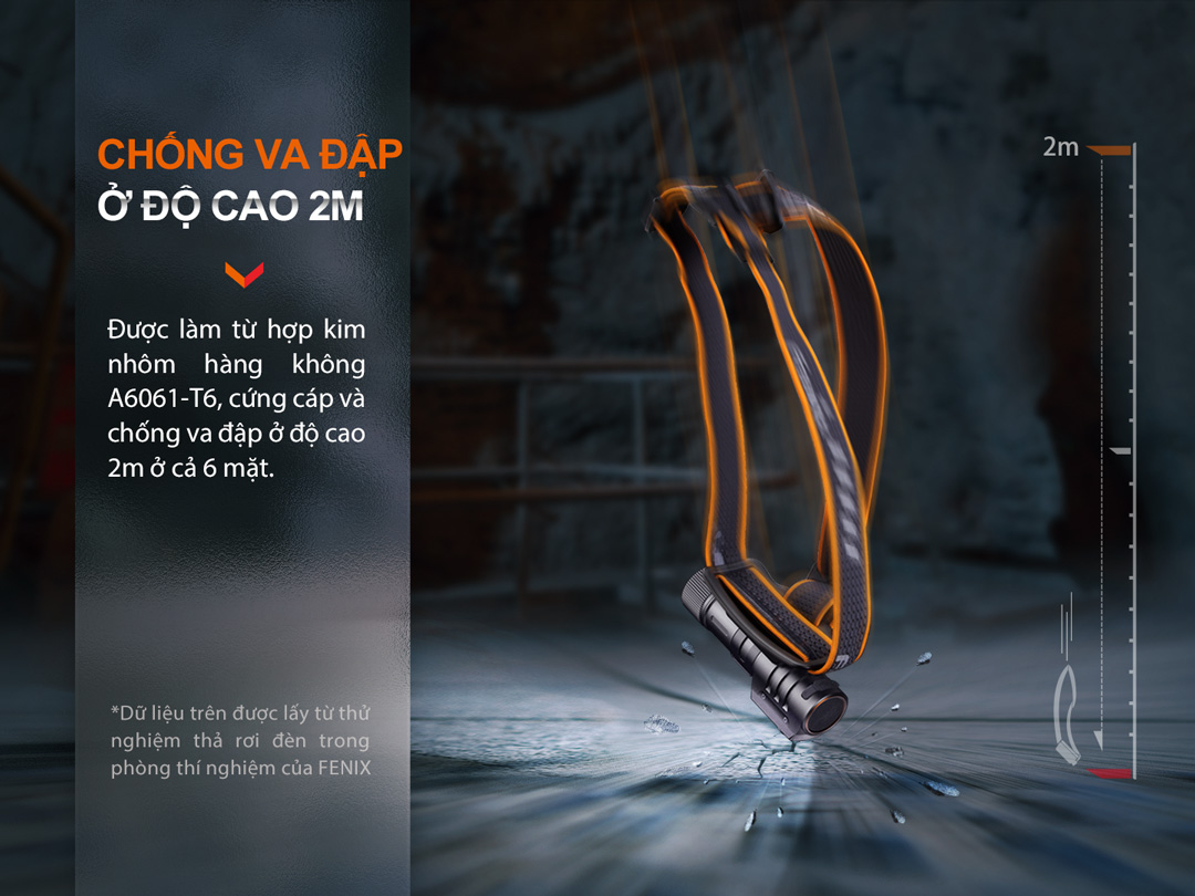 Đèn pin đội đầu FENIX HM71R có khả năng chống va đập