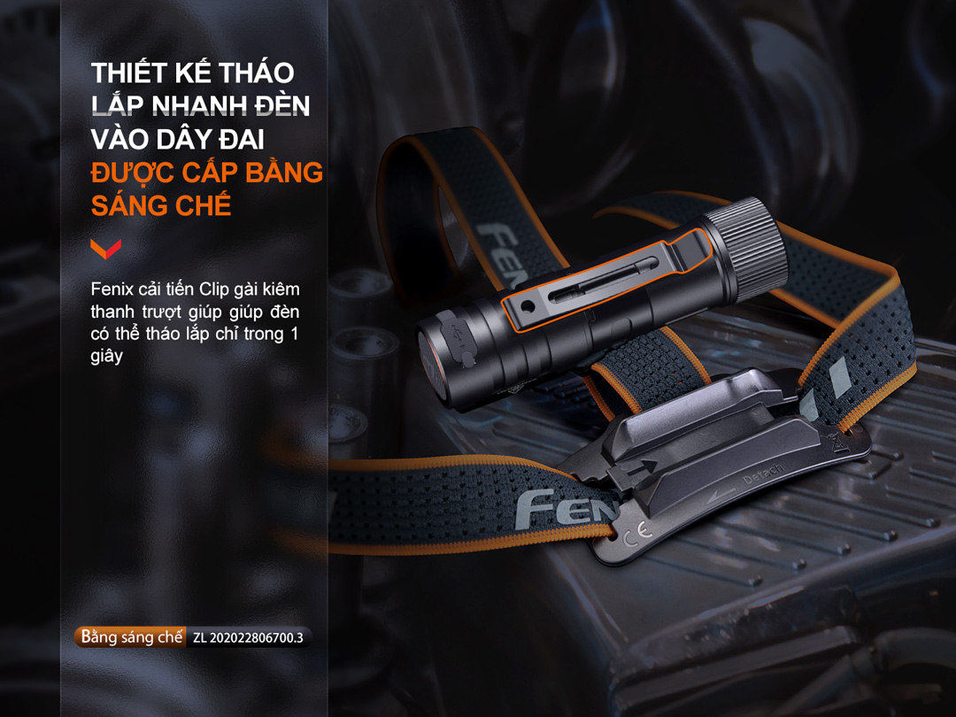 Đèn pin đội đầu FENIX HM71R sở hữu dây đai tháo lắp nhanh