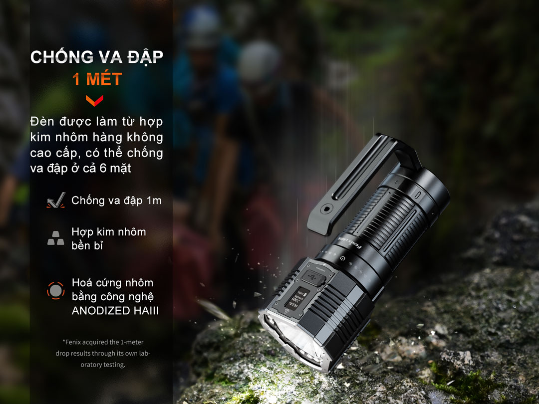 Đèn pin tìm kiếm cứu nạn FENIX LR60R chống va đập 1m ở cả 6 mặt