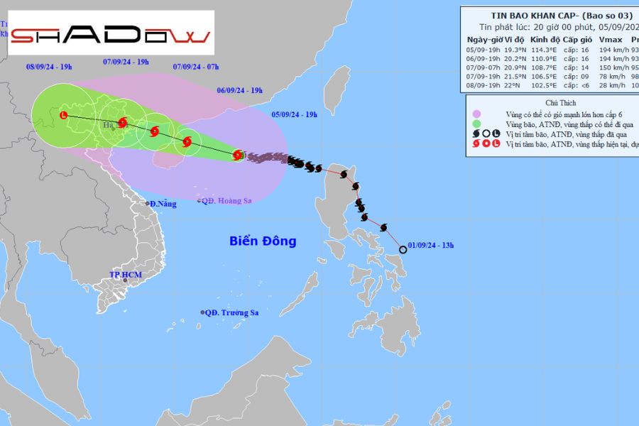 Cập nhập tình hình bão số 3 - bão yagi đang di chuyển về việt nam