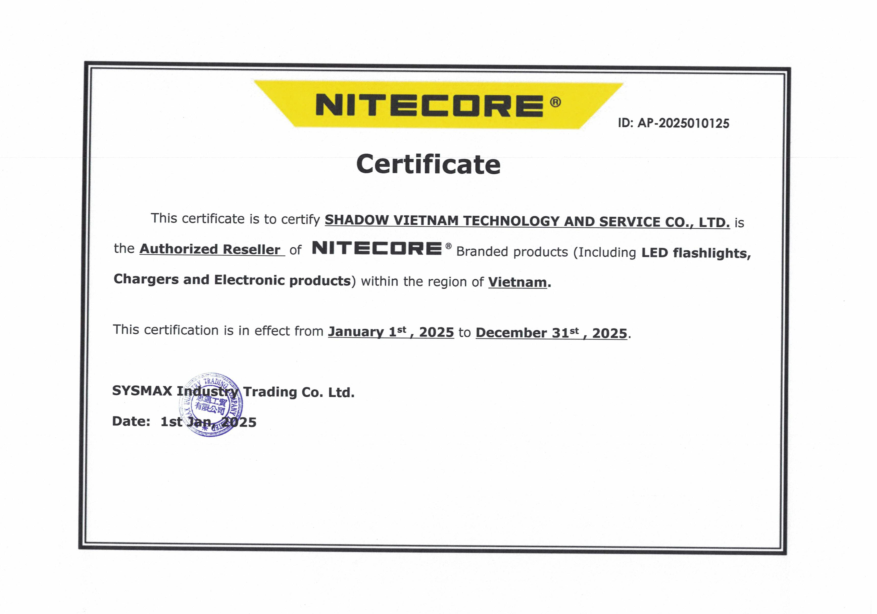 Chứng chỉ đại ly 2025