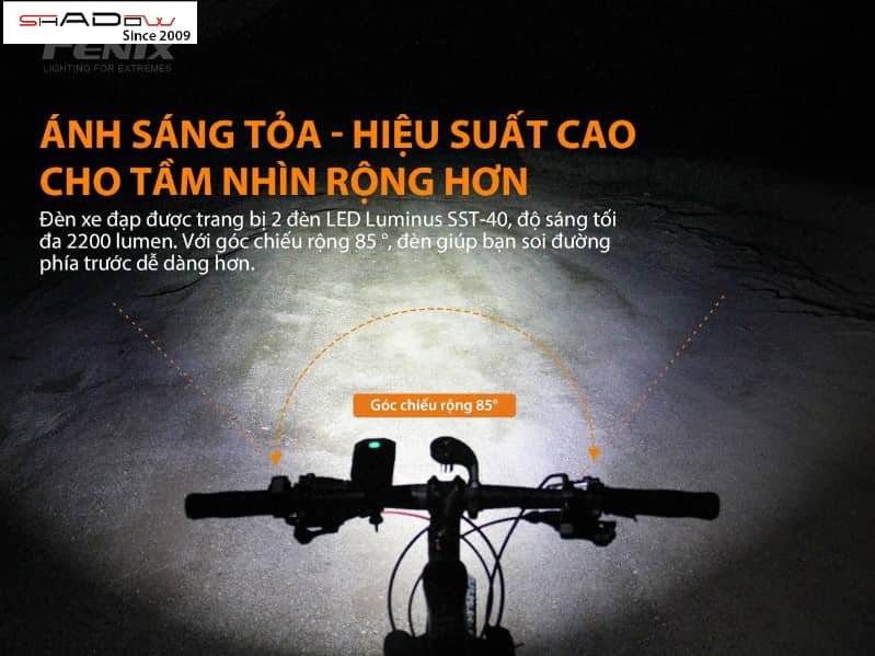 đèn Fenix BC30 v2 có góc chiếu tỏa 85 độ