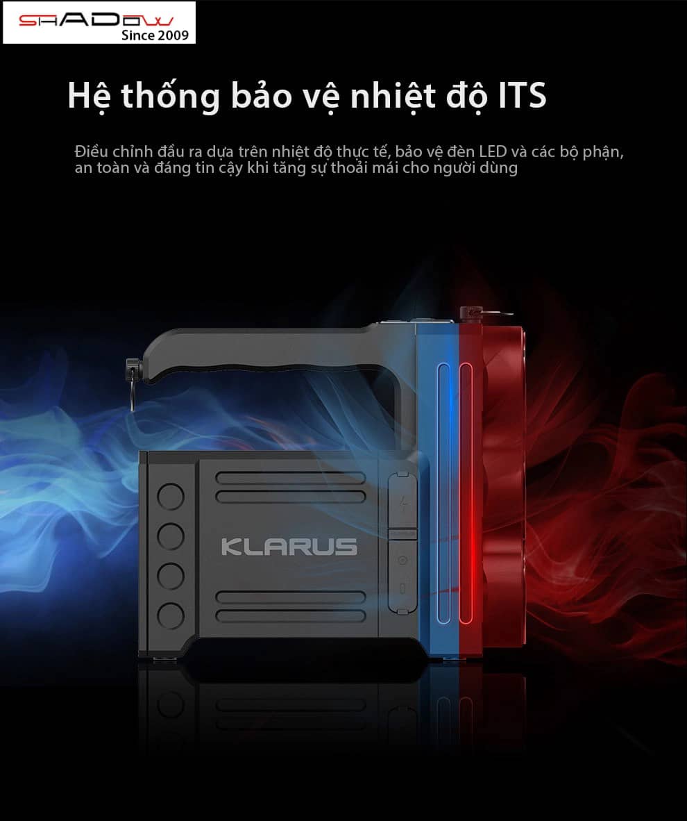 đèn pin cầm tay Klarus RS80GT trang bị hệ thống bảo vệ nhiệt độ ITS