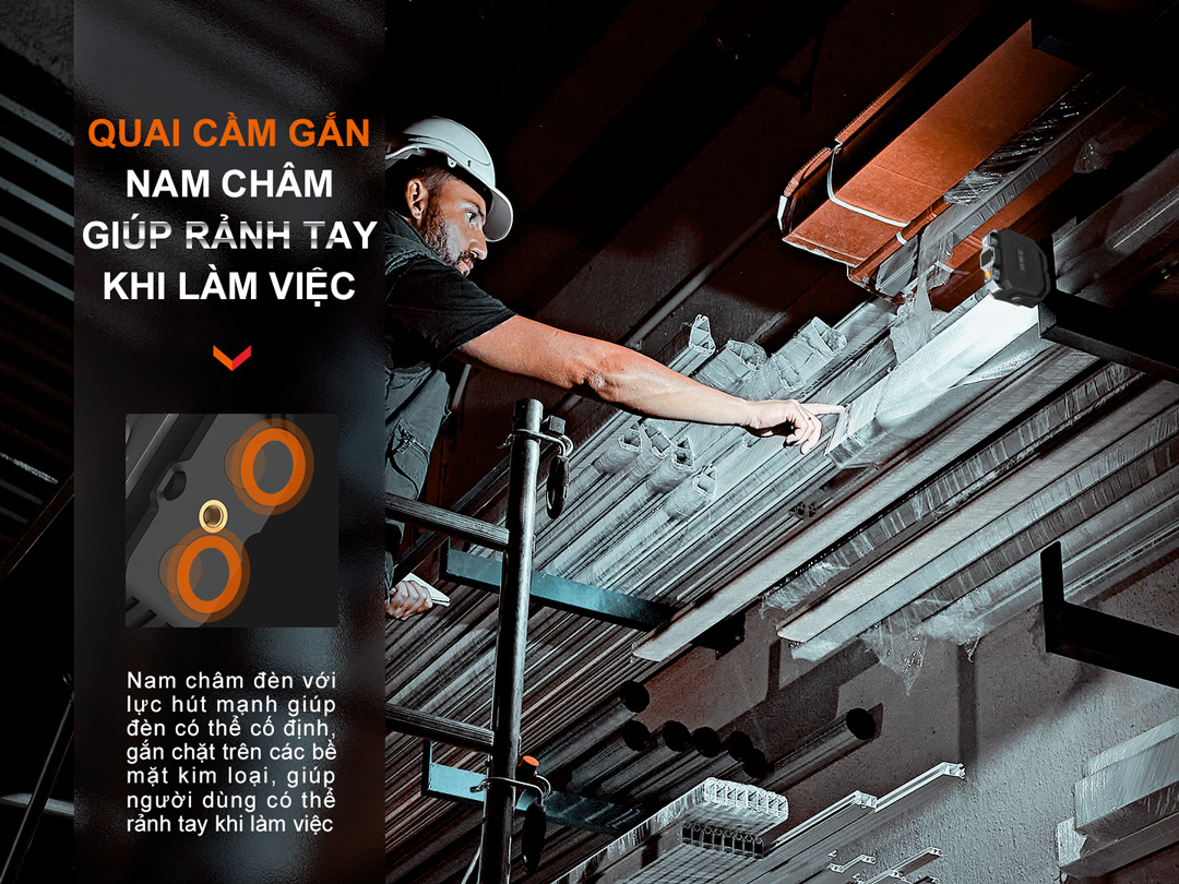 Đèn pin Fenix CL28R được trang bị nam châm để cố định ở nhiều vị trí