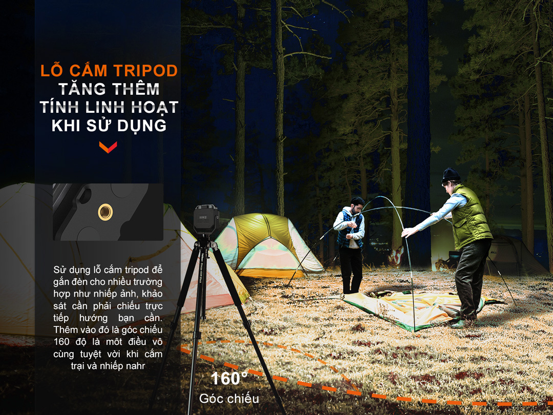 Đèn pin cắm trại Fenix CL28R có lỗ cắm tripod