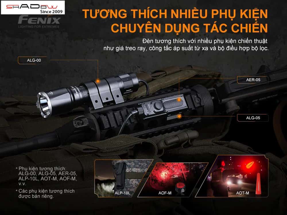Fenix TK16 V2.0 có thể dùng chung với nhiều phụ kiện khác