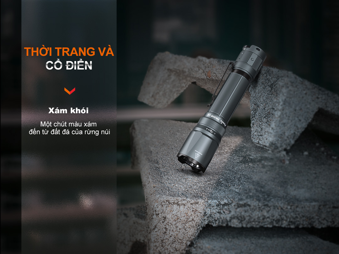 Đèn pin Fenix TK20R UE màu xám khói – Vẻ đẹp cứng cáp và trầm mặc lấy cảm hứng từ đá núi
