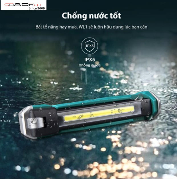 Đèn pin KLARUS WL1 với khả năng chống nước IPX5