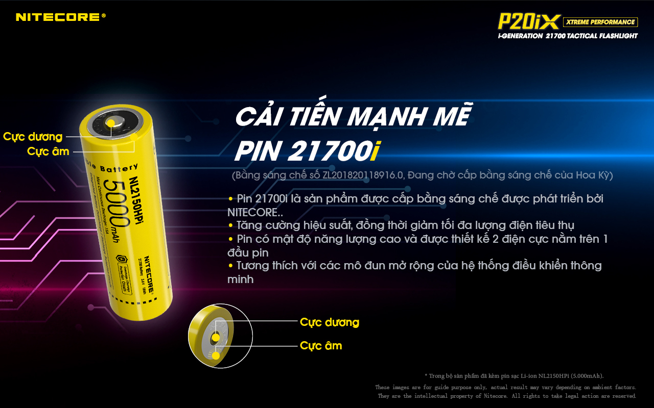 Đèn pin P20iX sử dụng pin cải tiến