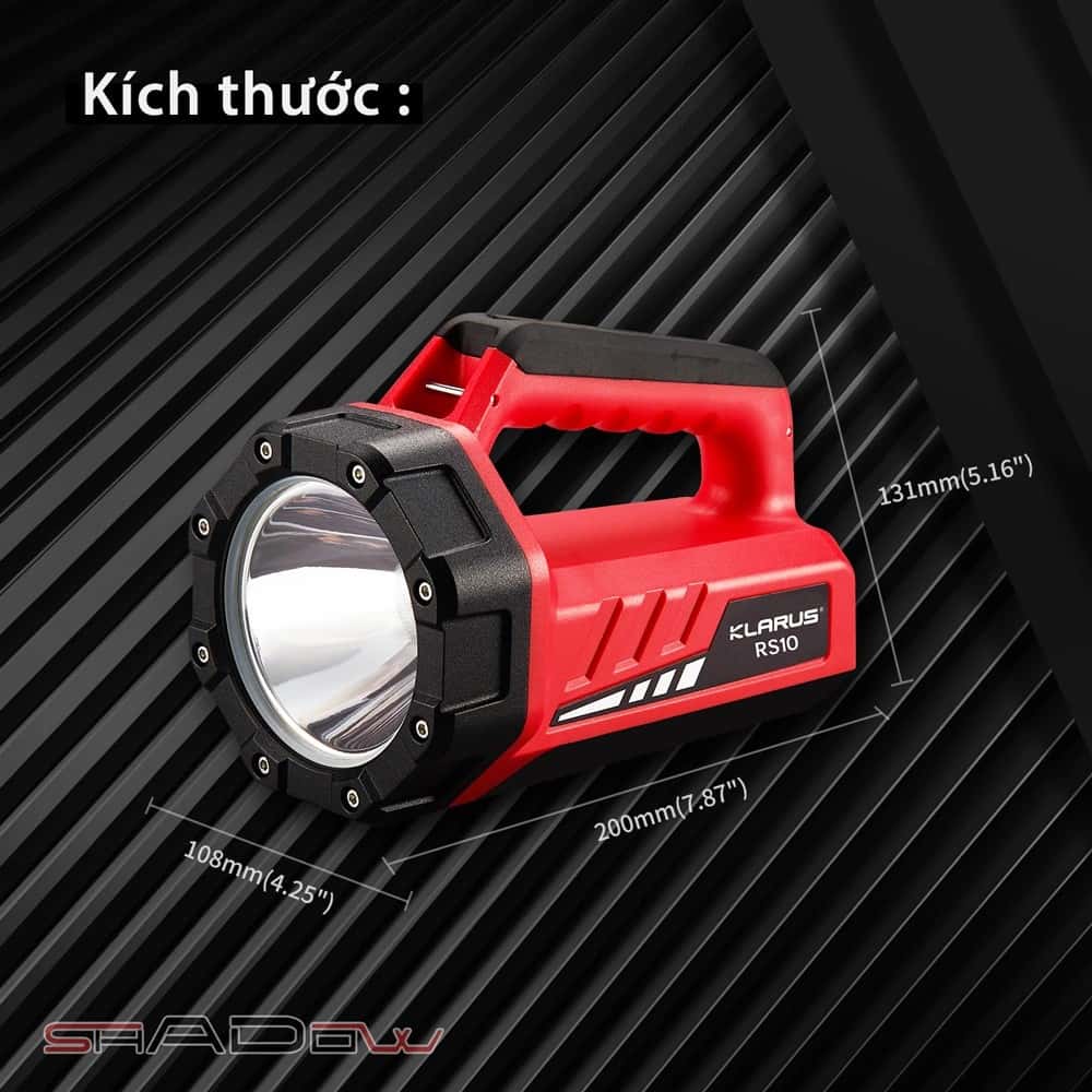Kích thước của đèn pin sạc Klarus RS10