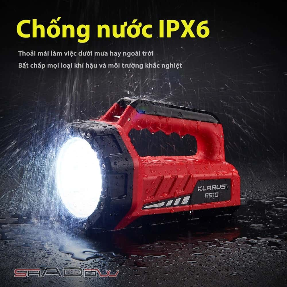 Đèn pin sạc Klarus RS10 đạt chuẩn kháng nước IPX6