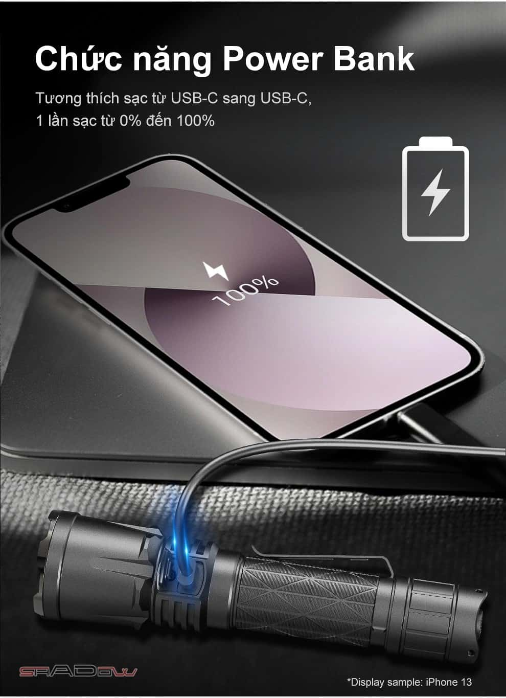 đèn pin siêu sáng quân đội Klarus XT21X Pro trang bị tính năng Power Bank