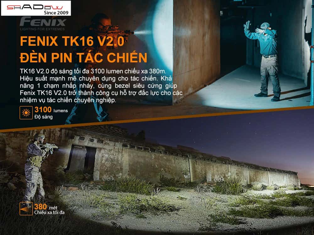 Đèn pin tự vệ chuyên nghiệp TK16 V2.0 có độ sáng 3100 lumen, chiếu xa 380m