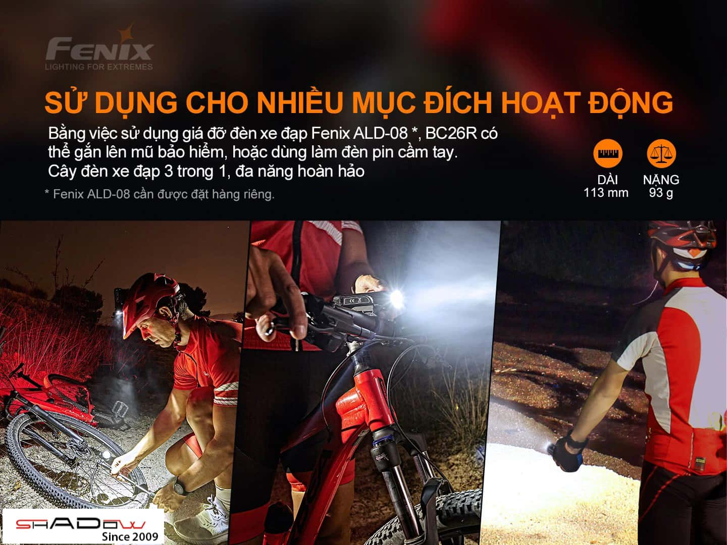 Đèn pin xe đạp Fenix BC26R sử dụng tốt cho nhiều mục đích khác nhau