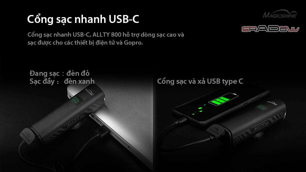 Đèn xe đạp MAGICSHINE ALLTY 800 có cổng sạc USB C