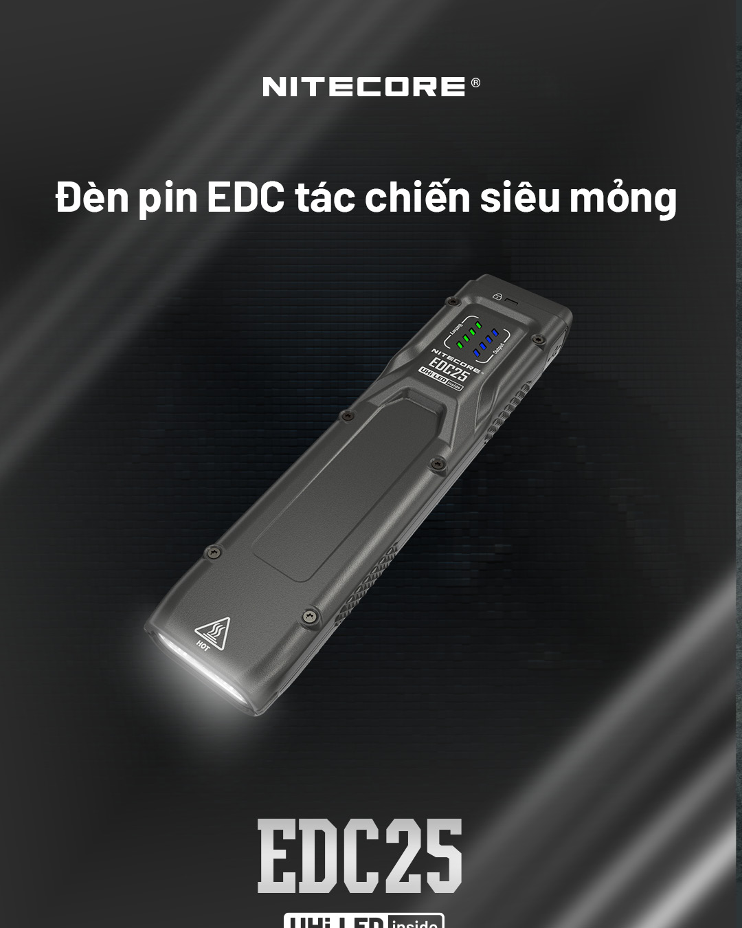 NITECORE EDC25 đèn pin EDC siêu mỏng, thiết kế chiến thuật gọn nhẹ, công suất mạnh mẽ cho sử dụng hàng ngày