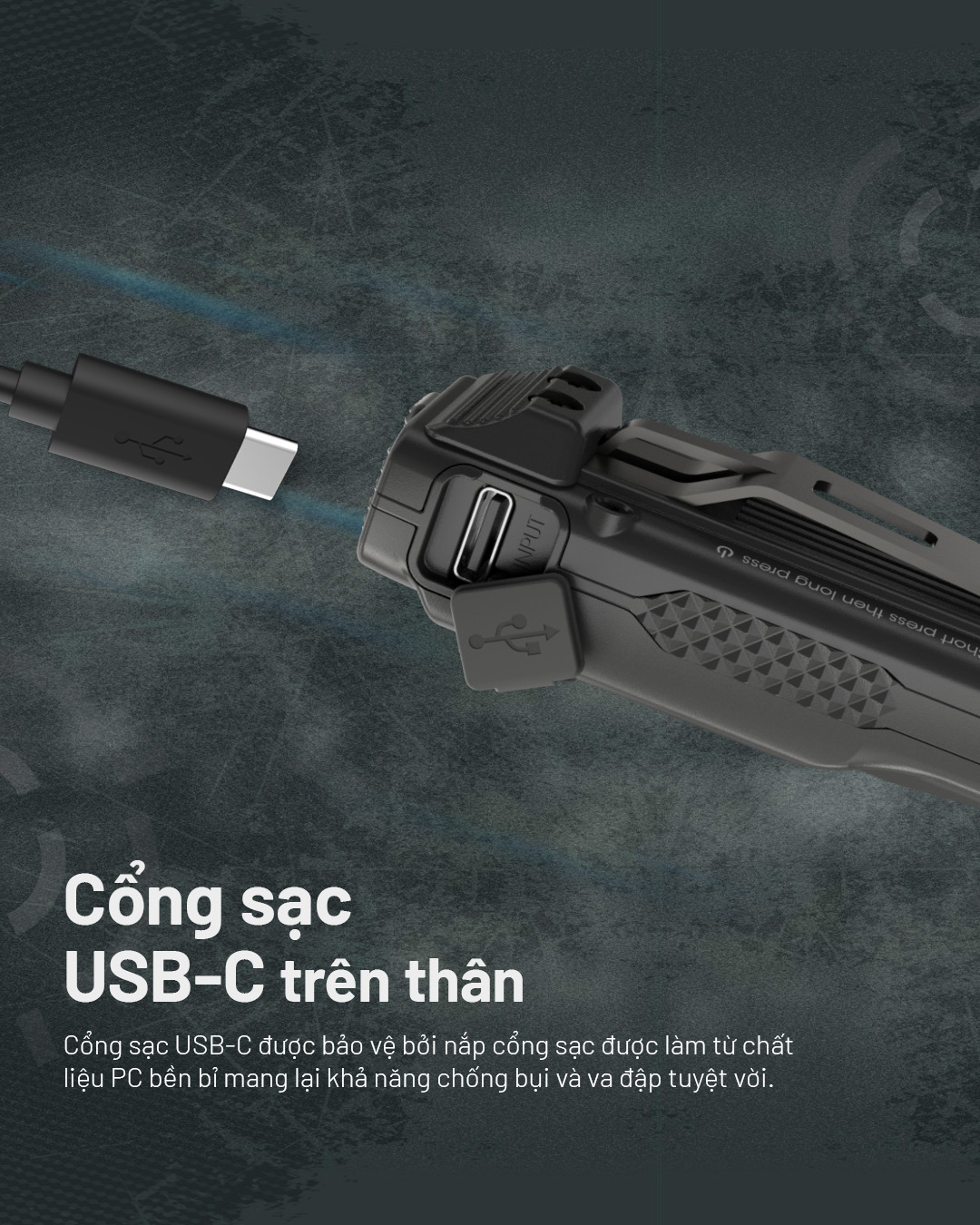 NITECORE EDC25 trang bị cổng sạc USB-C chống bụi, nắp bảo vệ PC bền bỉ, hỗ trợ sạc nhanh an toàn