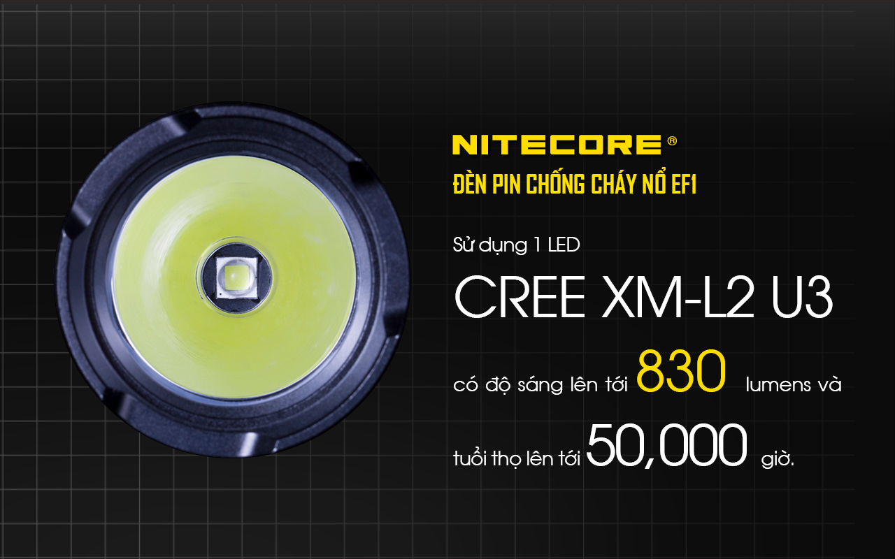 Chùm sáng 830 lumens của EF1 đủ sức soi sáng một khu vực rộng lớn
