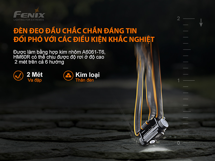 Đèn pin có khả năng chống va đập từ độ cao 1m mang lại sự yên tâm khi sử dụng thường xuyên