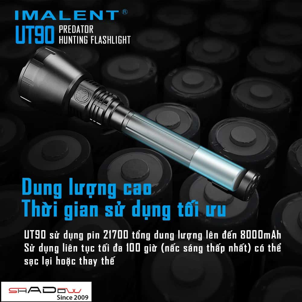 Imalent UT90 sử dụng pin 21700 dung lượng cao