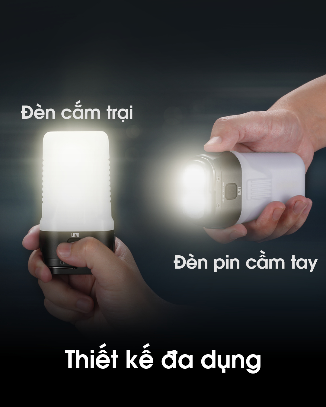 Đèn pin cắm trại NITECORE LR70 là mẫu đèn pin đa năng