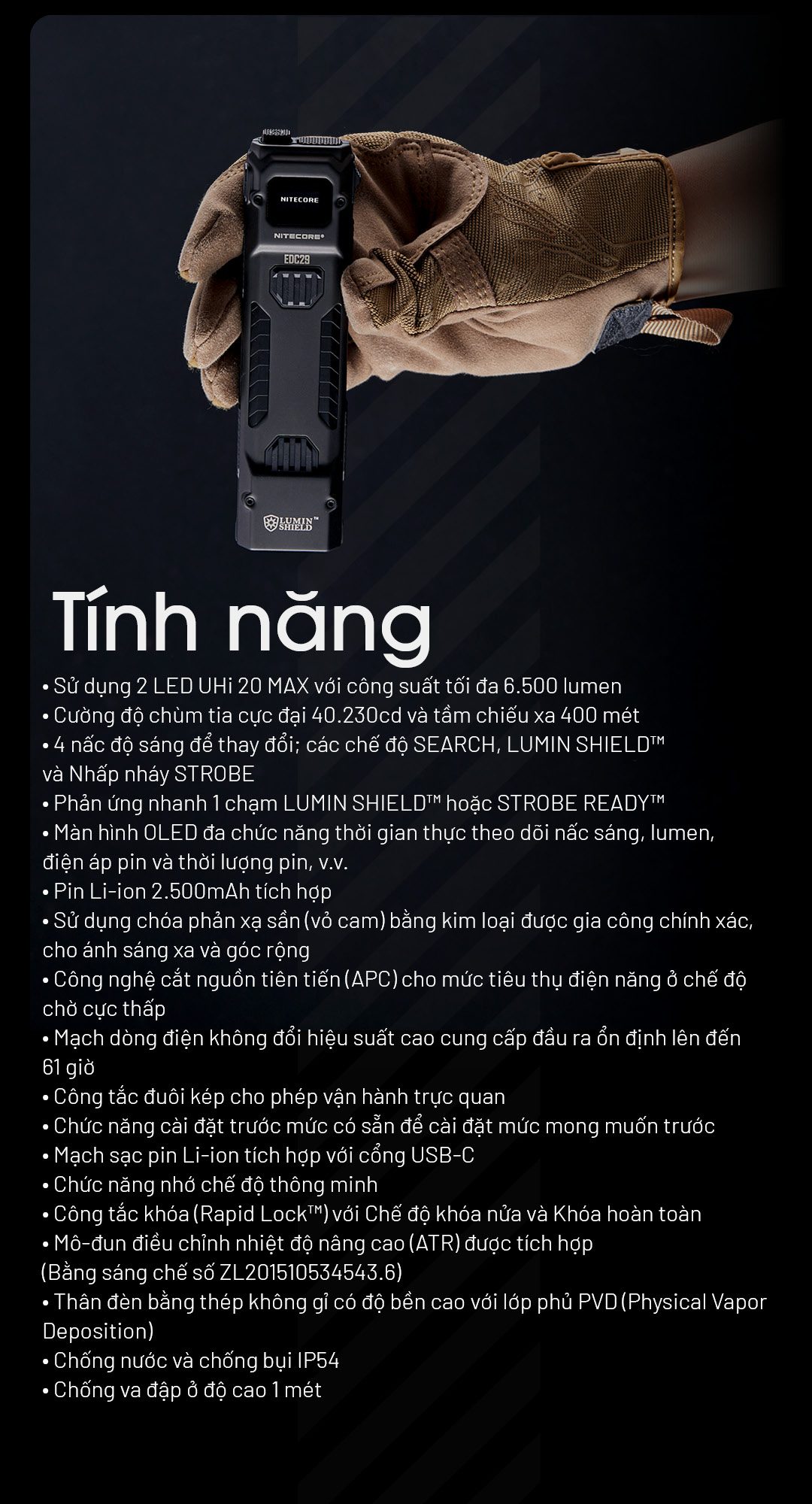 Tỉnh năng nổi bật của đèn pin