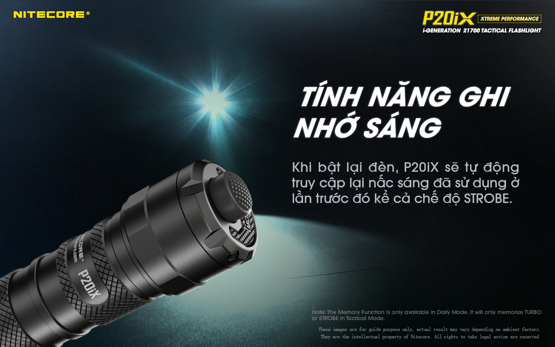 Đèn pin P20iX có tính năng ghi nhớ ánh sáng