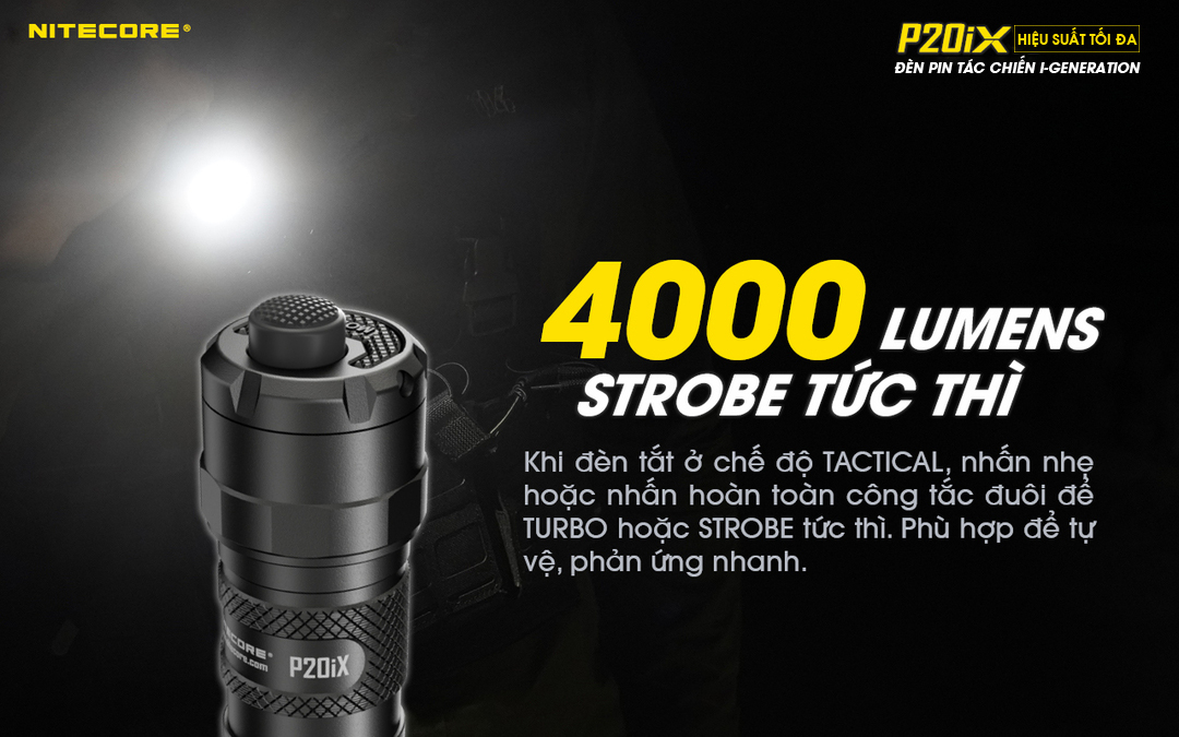 Đèn pin P20iX 4000 lumens strobe tức thì