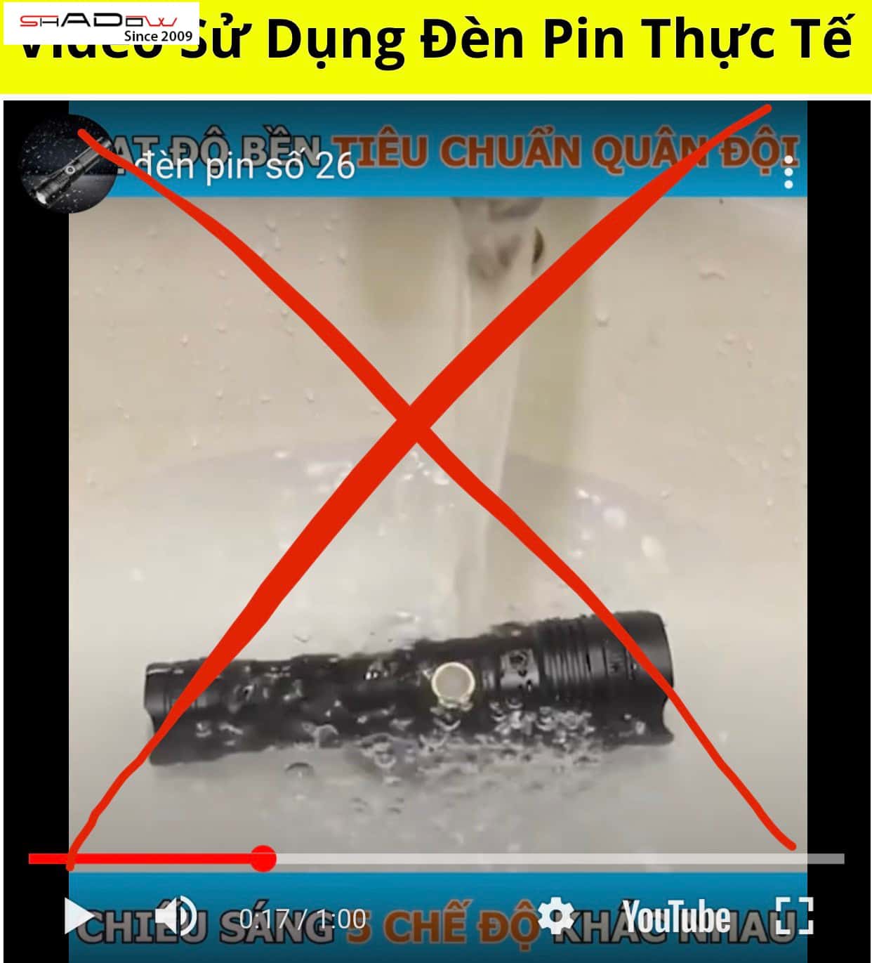 Quảng cáo đèn RP6000 chống nước không đúng sự thật