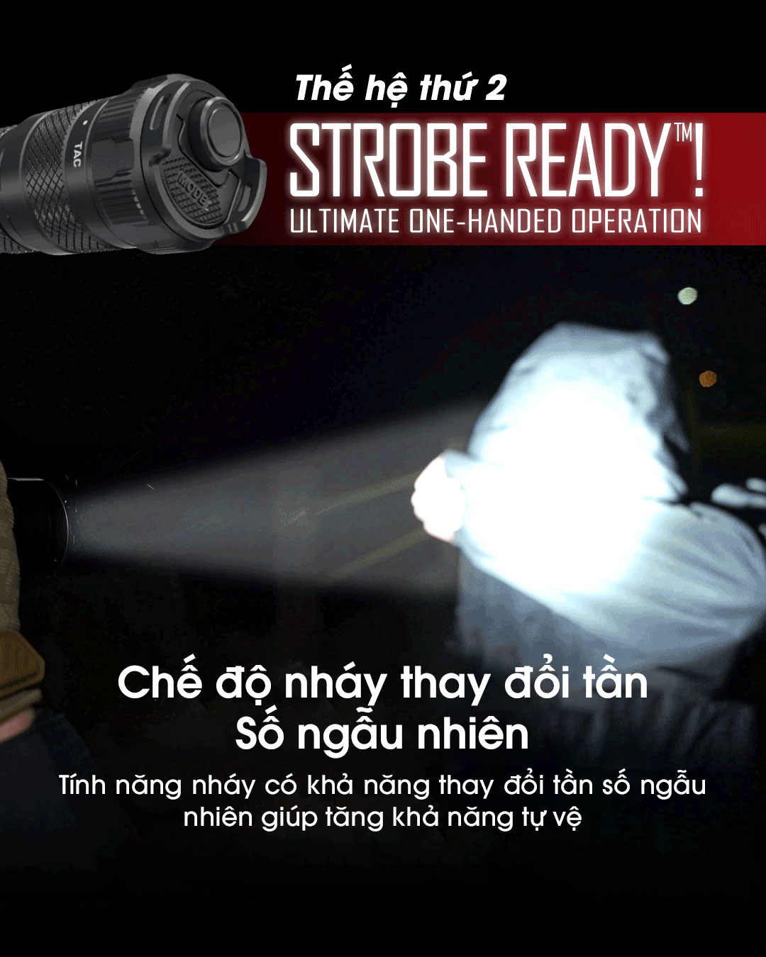 Đèn pin siêu sáng NITECORE SRT7i có thể thay đổi chế độ nháy ngẫu nhiên