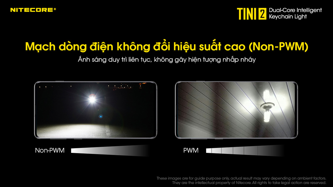 Đèn pin móc khóa NITECORE TINI2 sử dụng mạch nguồn không đổi