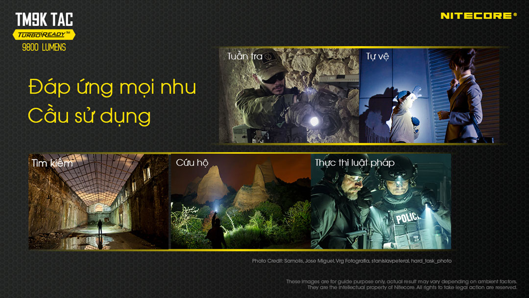 Đèn pin tác chiến NITECORE TM9K đáp ứng mọi nhu cầu sử dụng