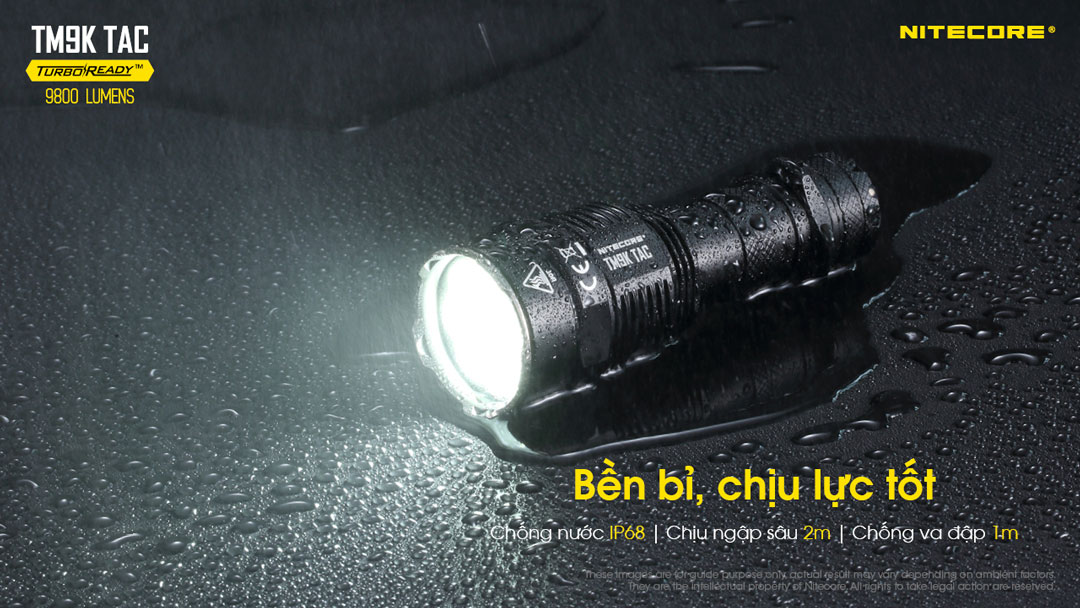 Đèn pin tác chiến NITECORE TM9K bền bỉ và chịu lực tốt
