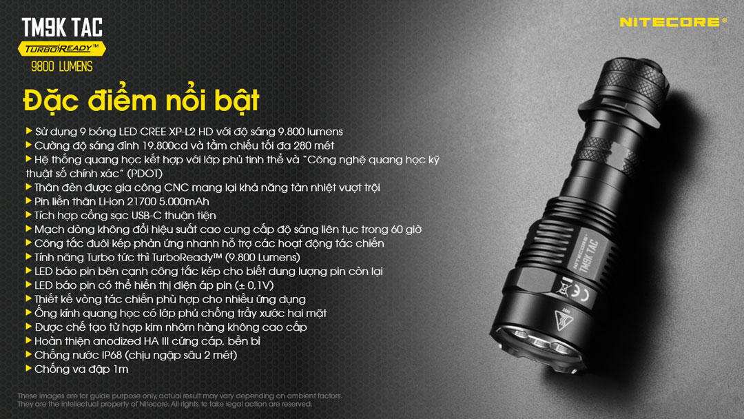 Đặc điểm nổi bật của Đèn pin tác chiến NITECORE TM9K