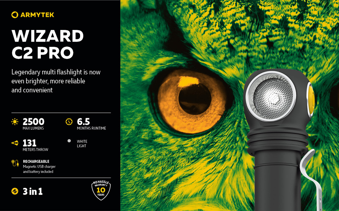 Đèn pin đội đầu ARMYTEK WIZARD C2 PRO chiếu xa 131m