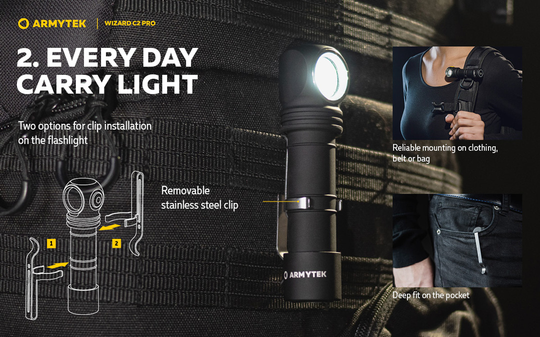 Đèn pin đội đầu ARMYTEK WIZARD C2 PRO dễ dàng mang theo