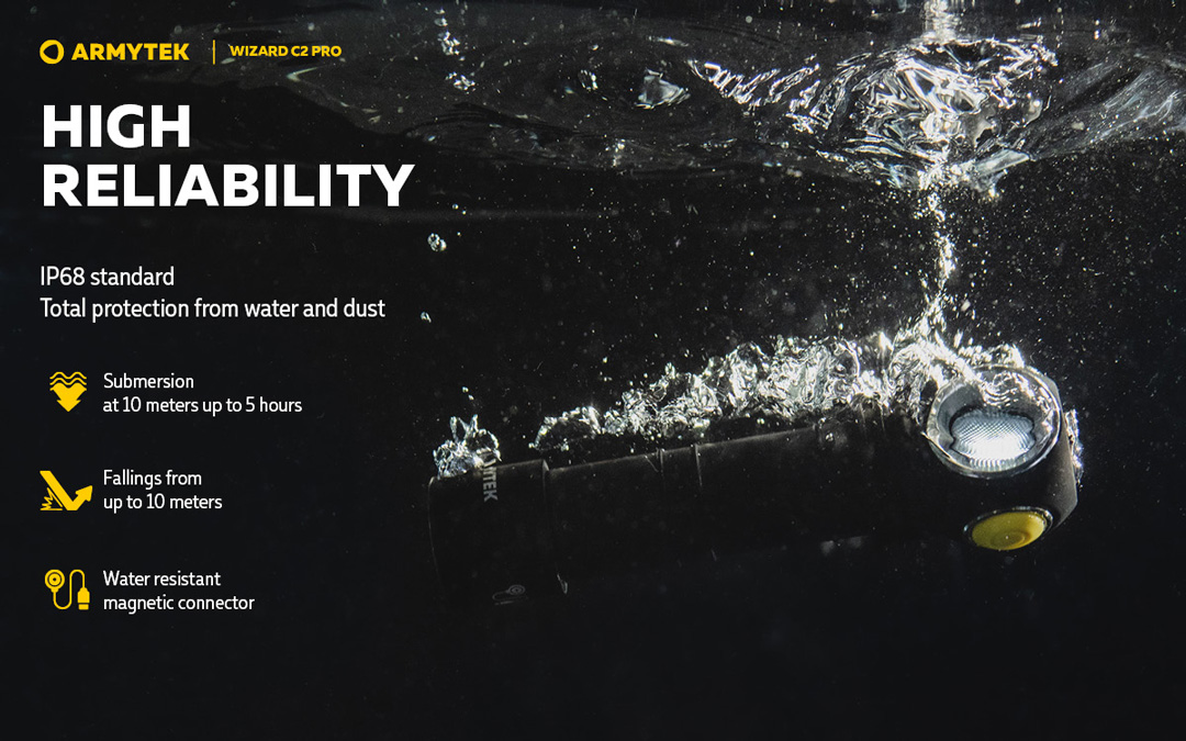 Đèn pin đội đầu ARMYTEK WIZARD C2 PRO nhiệt màu 6500K chống nước ip68