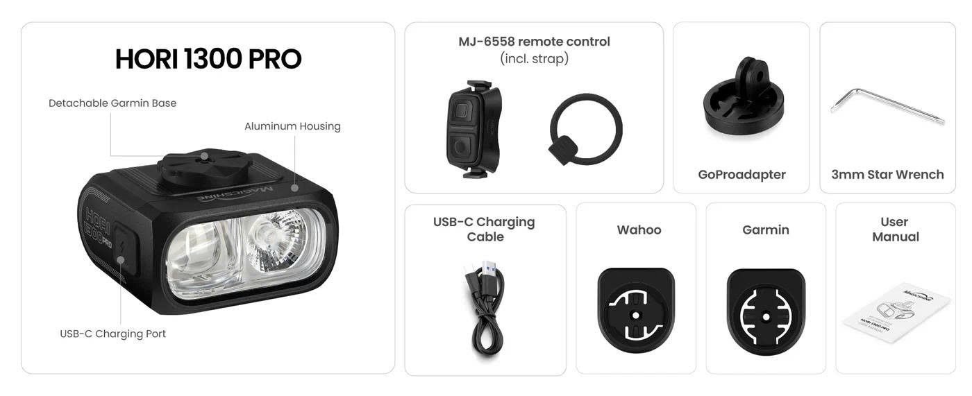Bộ phụ kiện Magicshine HORI 1300 PRO đầy đủ