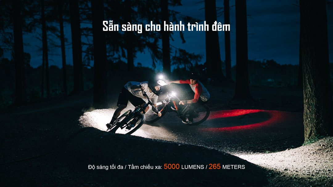 Chiếu sáng mạnh mẽ khi đạp MTB ban đêm, tầm xa 265m đảm bảo an toàn