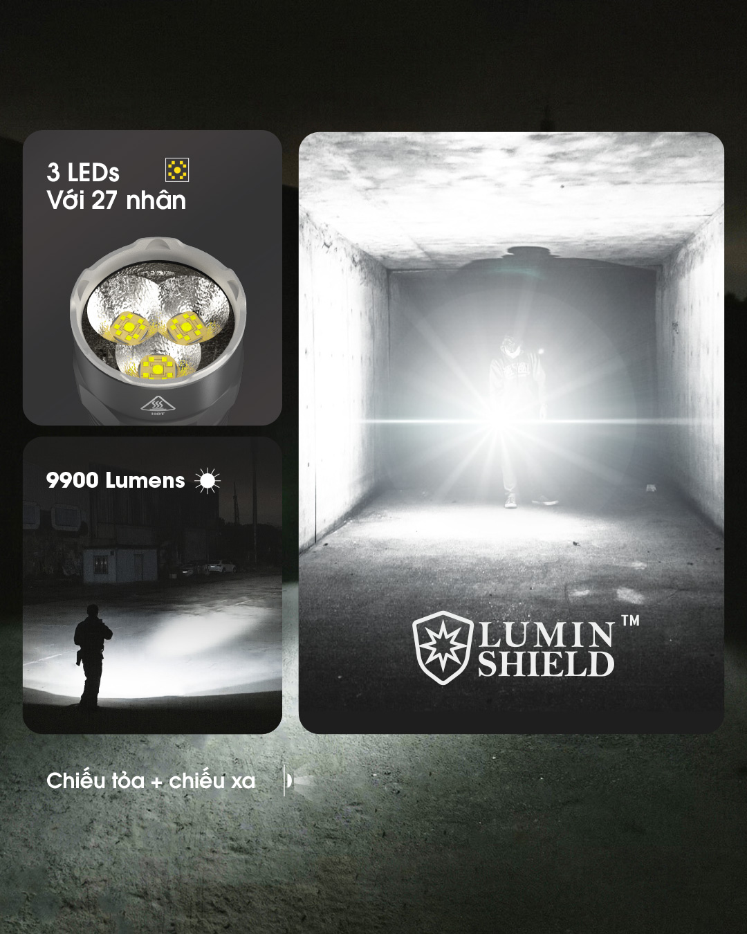 Đèn pin siêu sáng NITECORE TM9K Pro 3 LED 9900 Lumen