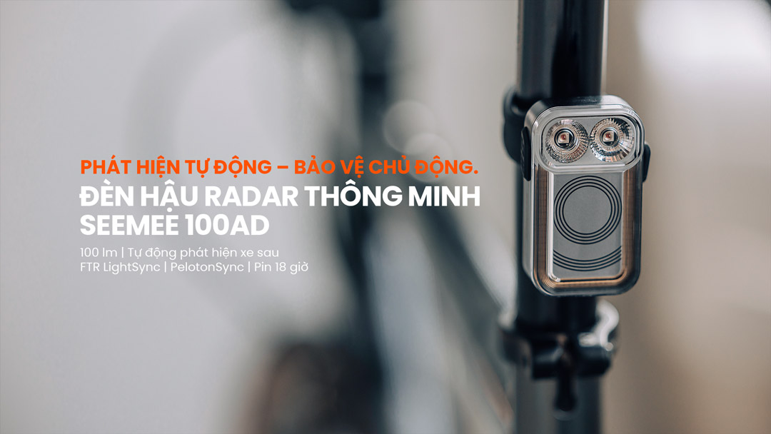 Magicshine SEEMEE 100AD đèn hậu radar 100 lumen, tự động phát hiện xe phía sau, pin 18 giờ, FTR LightSync, PelotonSync
