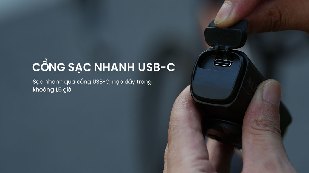 Magicshine ALLTY 400 sạc nhanh qua cổng USB-C, tiết kiệm thời gian nạp pin, tiện lợi cho người dùng