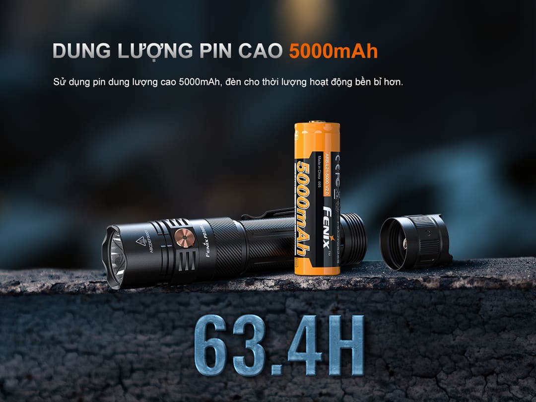 Sử dụng pin Fenix ARB-L21-5000 V2.0 dung lượng 5000mAh cho thời gian hoạt động lên đến hơn 63 giờ.