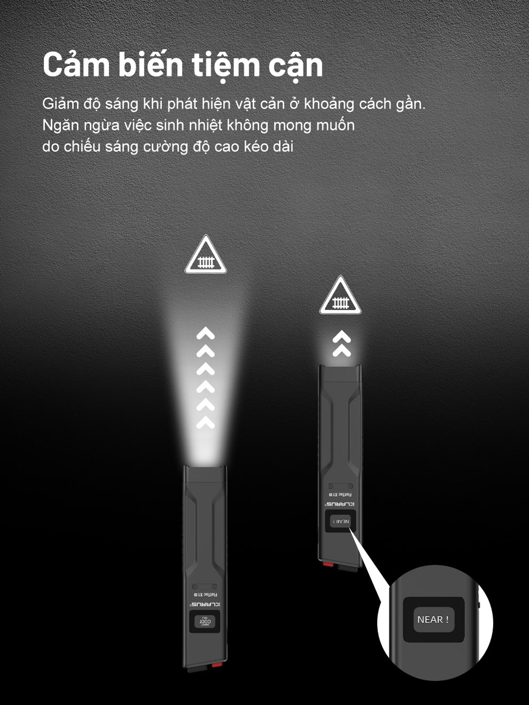 chức năng cảm biến tiệm cận giảm sáng khi ở đèn chiếu sáng ở gần