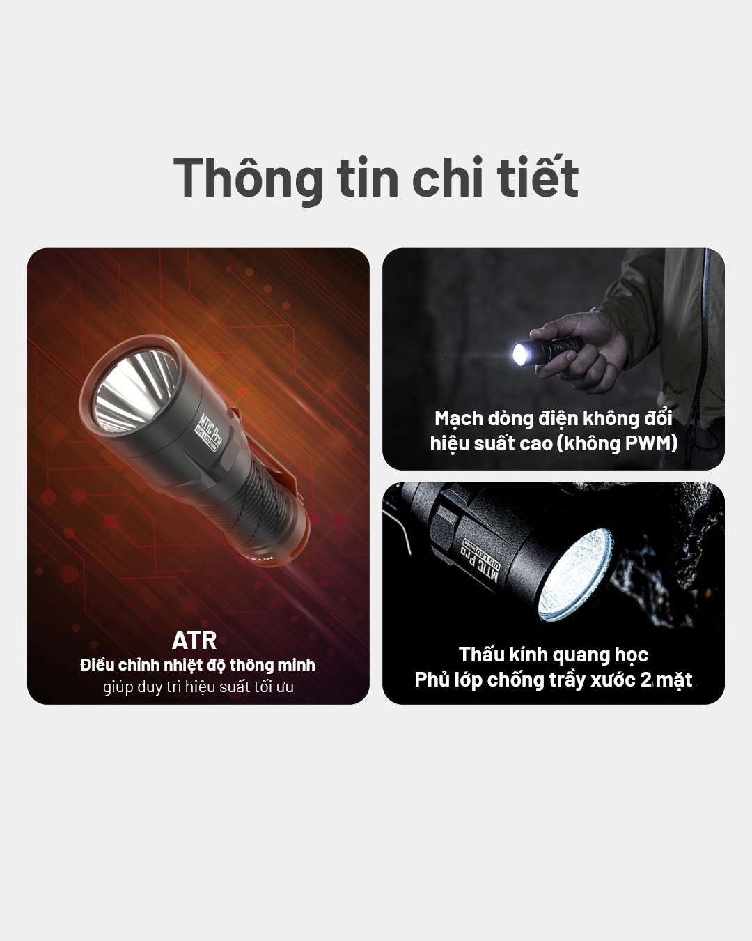 chi tiết về yếu tố quang học và mạch của đèn