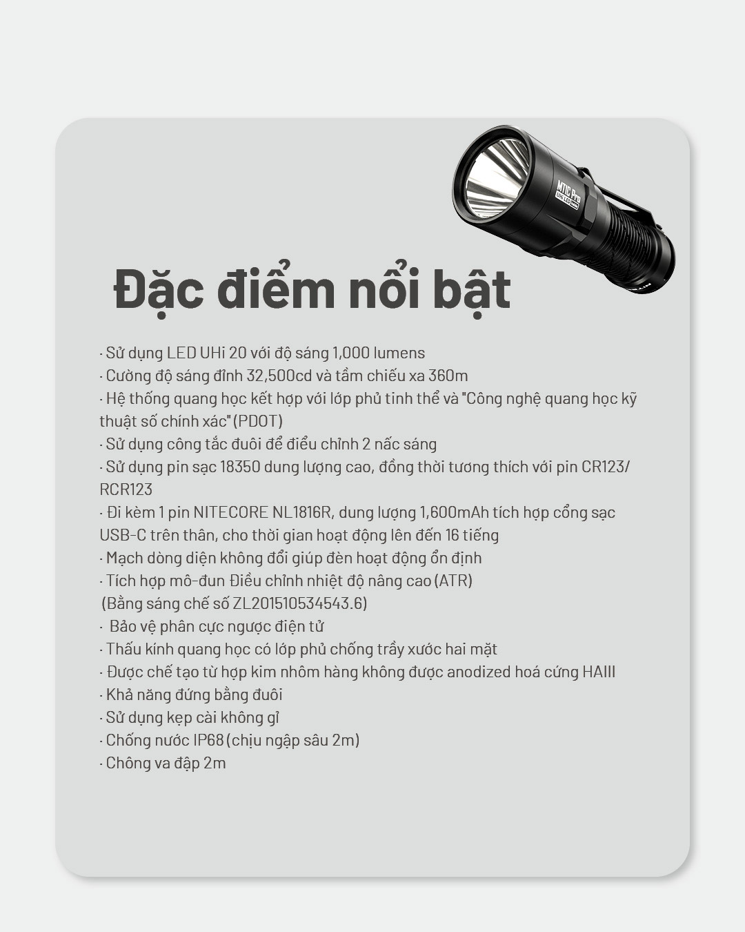 Hình ảnh đặc điểm nổi bật của đèn