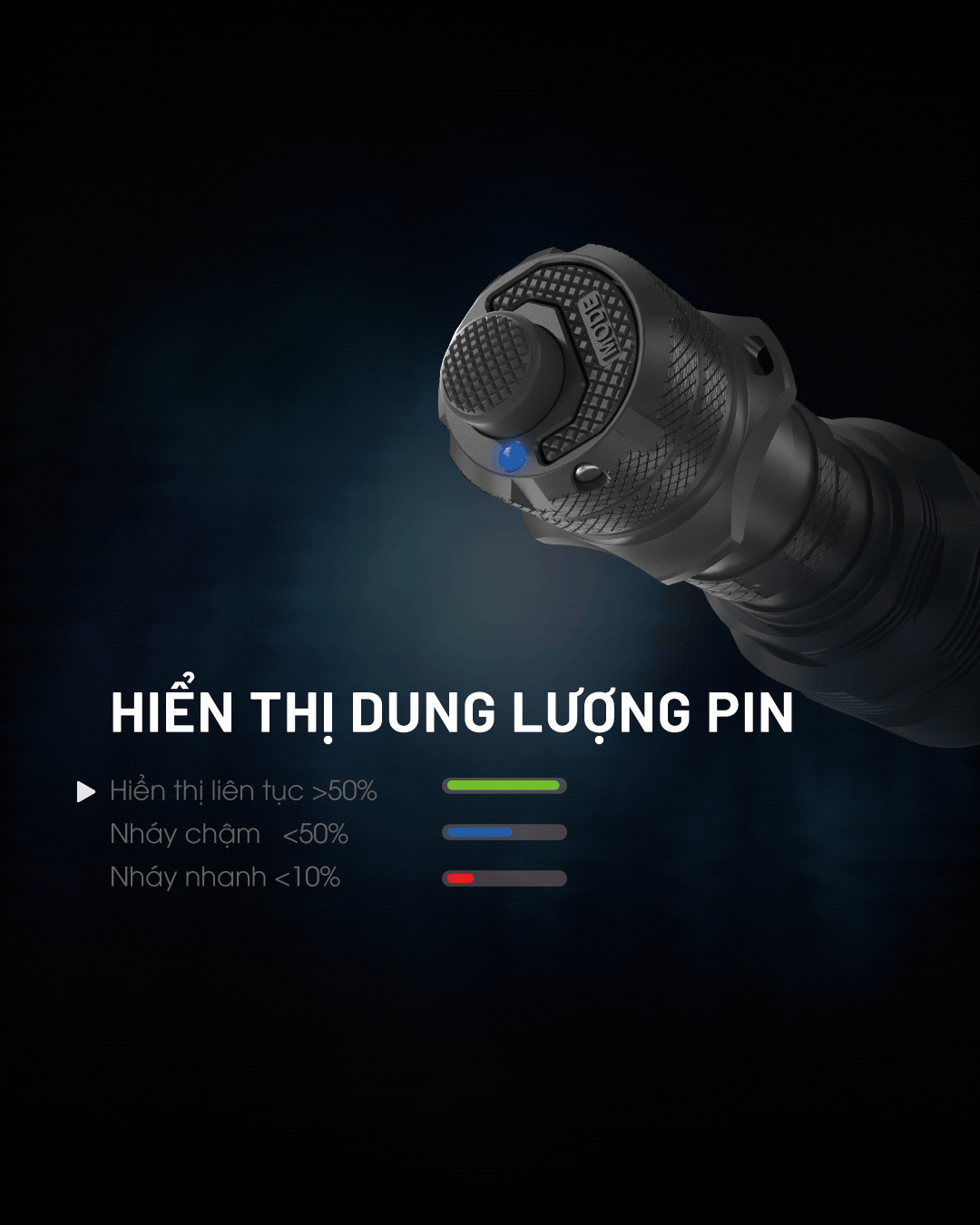 Đèn pin có led hiển thị dung lượng pin