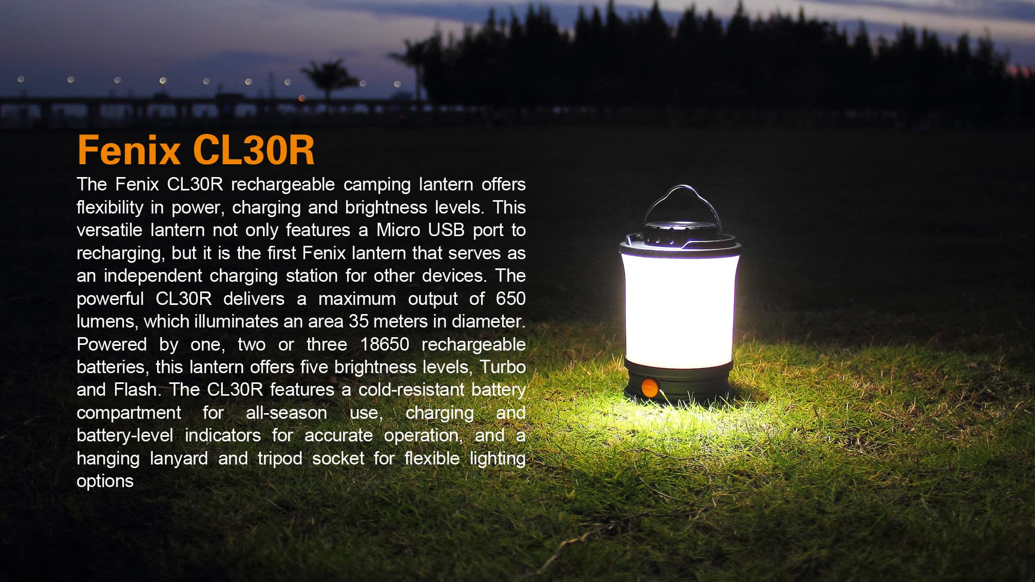 Fenix ​​CL30R là đèn pin cắm trại chất lượng