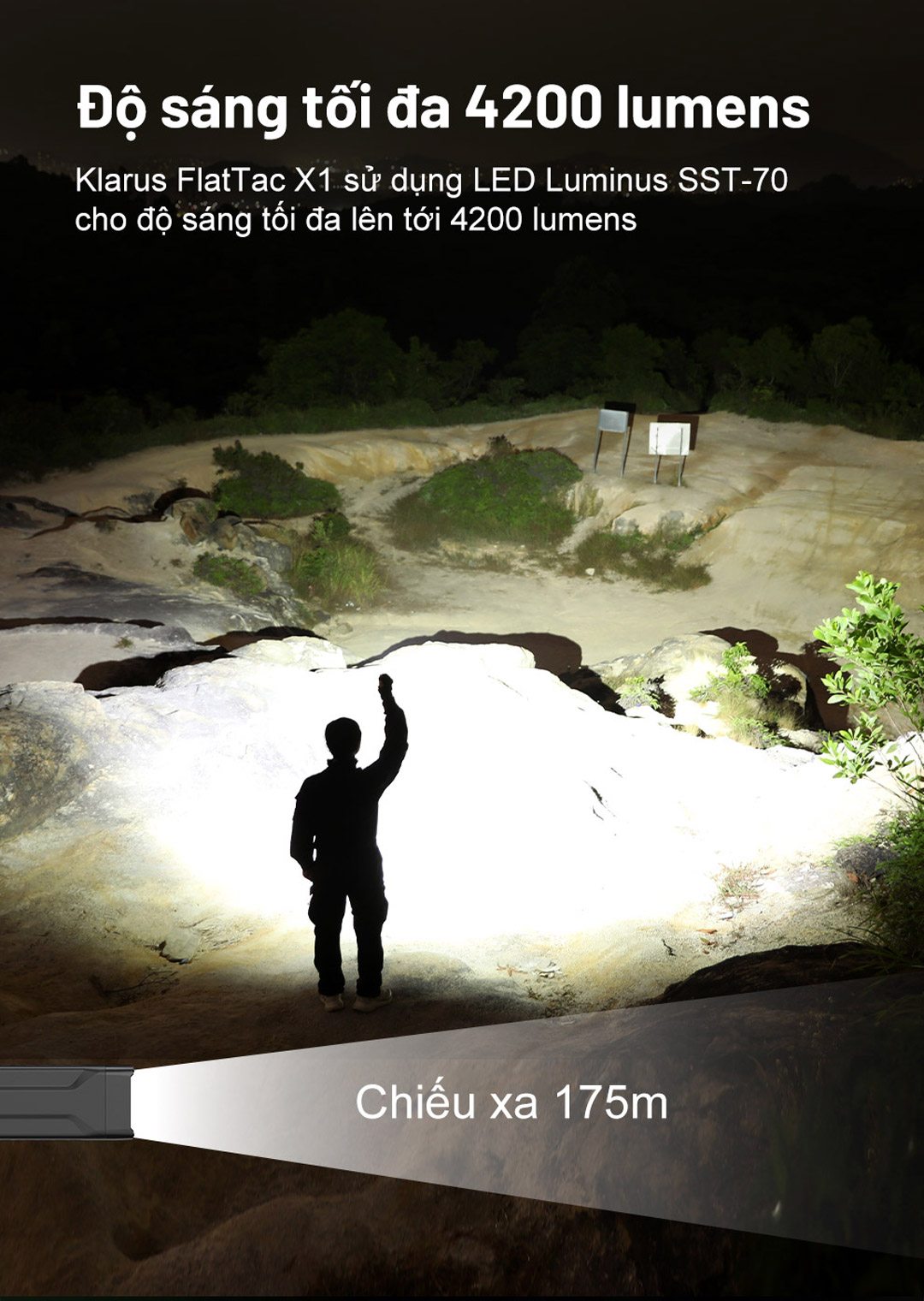 độ sáng của đèn pin flattac X1