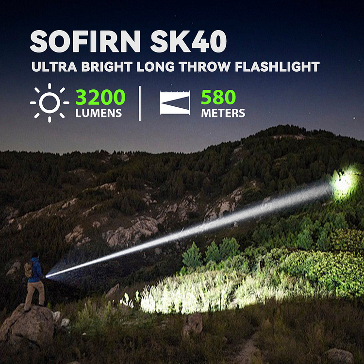 Sofirn SK40 có độ sáng 3200lm xa 580m
